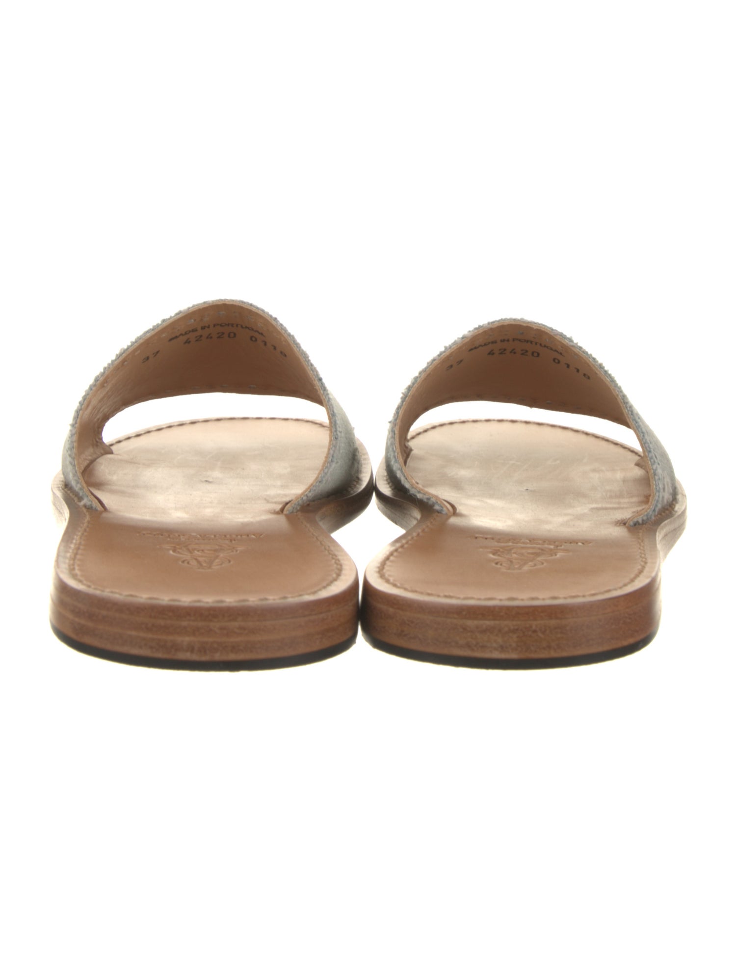 The Office of Angela Scott Denim Distressed Accents Slides